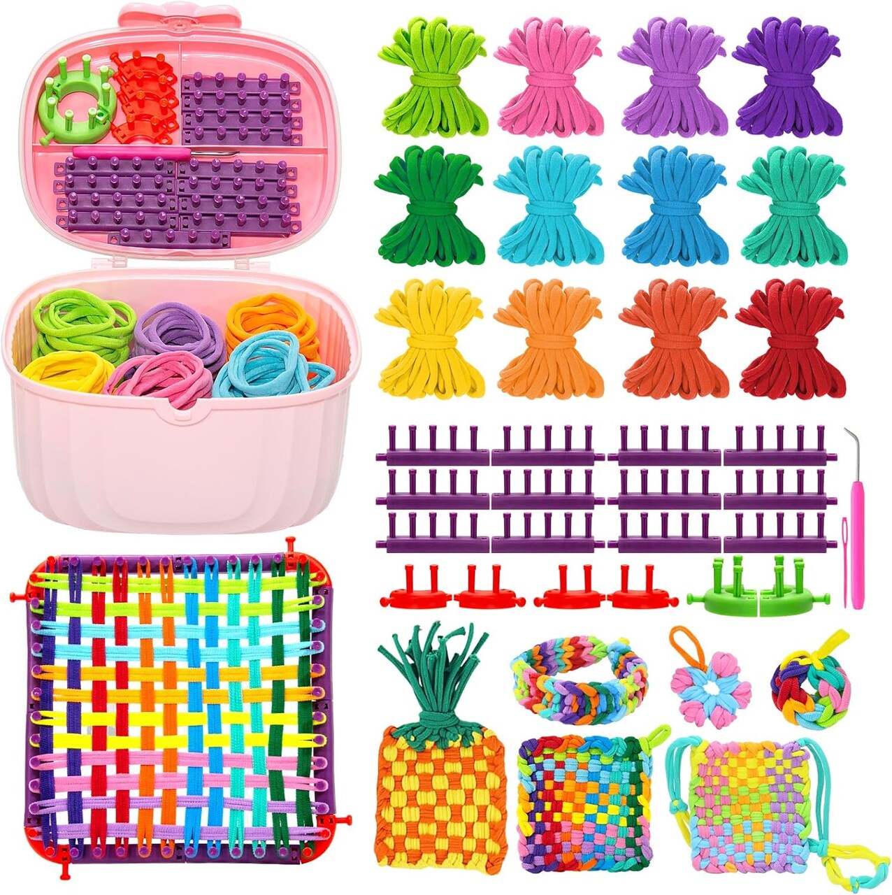 Weaving Loom for Kids and Adults,Potholder Loom Kit with 240 Colorful Loops